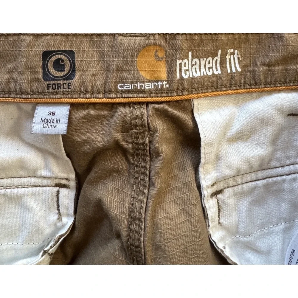 Carhartt‎ Force Relaxed Fit Men's Utility Cargo Shorts Tan Khaki Brown Sz 36